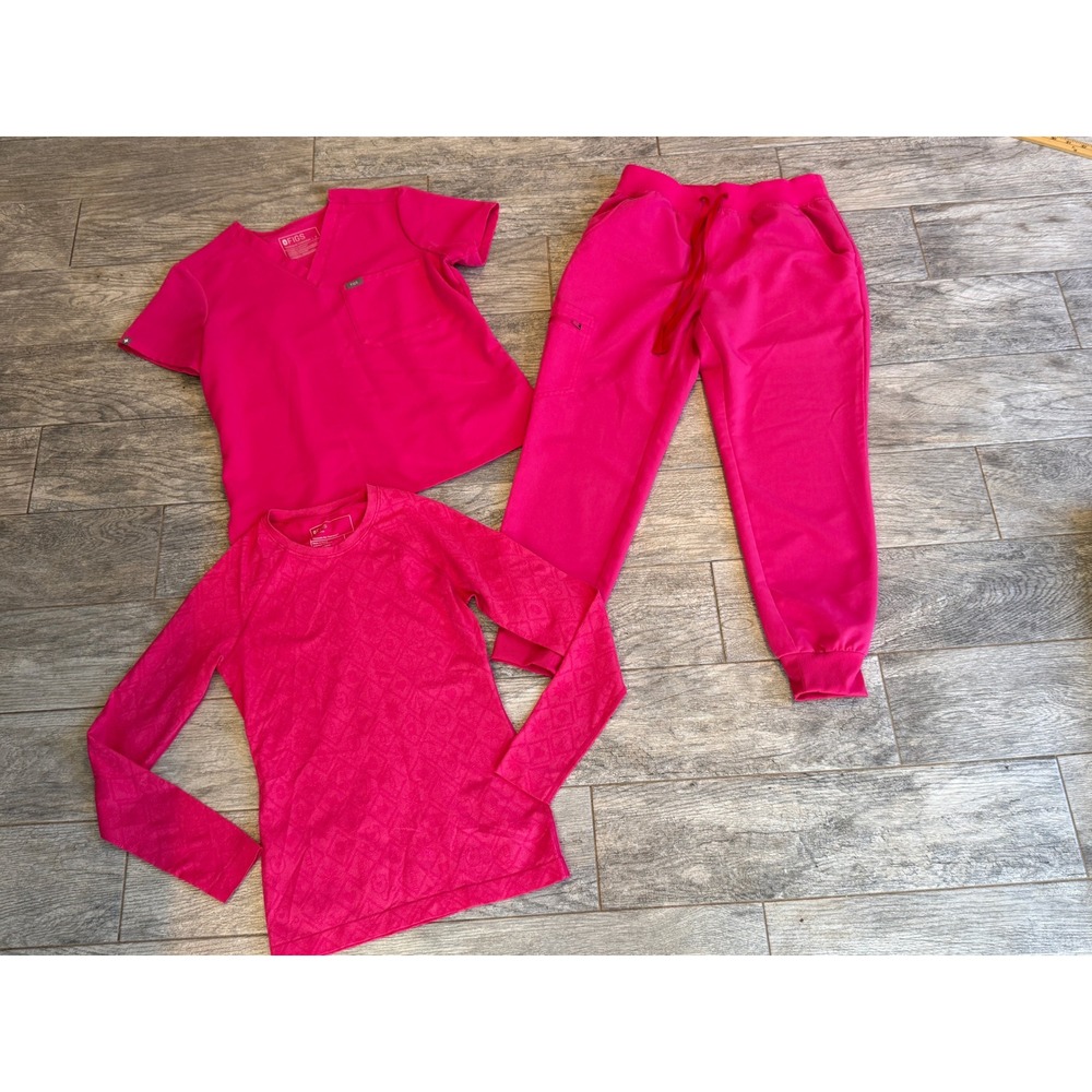 FIGS Scrub 3 pc Set Small Catarina Top Zamora Jogger Base Layer Womens Nursing